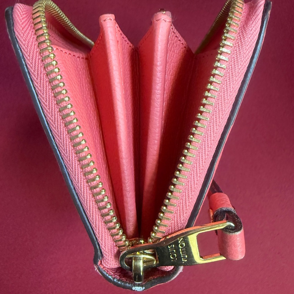 Authenticated Louis Vuitton Pink/Coral Monogram Empreinte Zippy Leather Wallet - Picture 15 of 16